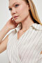 Women's Striped Side Tie Sleeveless Summer Cream Blouse - 2