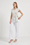 Women's Striped Side Tie Sleeveless Summer Cream Blouse - 3