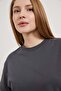 Women's Slit Crew Neck Smoked Crop T-Shirt - 2