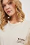Women's Cat Back Print Summer Cream Oversize T-Shirt - 2