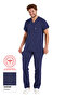 Men's Patriot Blue Lycra Thin Fabric Scrubs Doctor Nurse Uniform Bat Sleeve Surgical Suit (with Arma Gift) - 3
