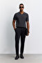 Men's Anthracite Polo Collar Buttonless Rayon Blend Regular Fit Knitwear T-Shirt A62Y5060 - 8