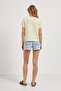 Women's Panda Patterned Crew Neck Loose Yellow T-Shirt - 5