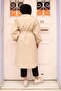 Pleated Shoulder Detailed Trench Coat Beige 4429 - 5
