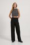 Women's High Waist Wide Leg Black Palazzo Trousers