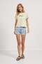 Women's Panda Patterned Crew Neck Loose Yellow T-Shirt - 3