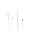 Half In-Ear Wired Headset - 3.5mm Audio Jack Earphones with In-Line Microphone & Remote Control Button - White - 2