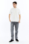 O Neck Injection Logo Men's T-Shirt 4028 Ecru