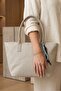 Linen Large Size Hand and Shoulder Bag Cream - 2