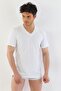 Men's Single Jersey V-Neck White T-Shirt 0945 - 4
