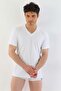 Men's Single Jersey V-Neck White T-Shirt 0945 - 6