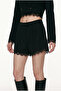 Pleated Lace Trimmed Mini Shorts Black - 4