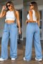 Women's High Waist Elastic Lace-Up Jeans