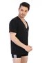 Men's Deep V-Neck Black T-Shirt 0936