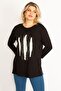 Women's Large Size Black Stone and Print Detailed Blouse 65n34713 - 4