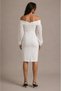 Off-The-Shoulder Chiffon Sleeves Midi Length Pencil Dress - White - 3