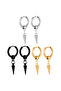 Silver Cone Pendant Earrings Stainless Steel Ear Hoops for Men and Women