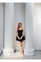 Women's Black Lace Mini Dress Dcf060 - 3