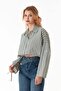 Striped Tie Front Crop Shirt - 3