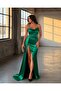 Slim Strap Chest Draped Satin Dress Green 582243 - 3