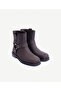 Blunt Toe Leather Boots - 5