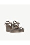Single Strap Sole with Wicker Wrap Suede Espadrilles - 3