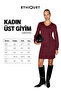 Odovio Women's V-Neck Drawstring Detailed Stretchy Fabric Short Burgundy Dress - 6