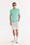 تي شيرت رجالي باللون الأخضر الفاتح بياقة بولو غير قابلة للتجعيد مصنوع من القطن بنسبة 100% بقصة عادية B001032 - 5