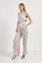 Women's Elastic Waist Jacquard Palazzo Stone Trousers - 2