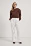 Women's Elastic Waist Wide Leg Straight White Pants
