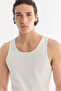Men's White Sleeveless Basic Ribbed Regular Fit Undershirt B001058 - 2