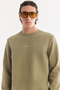 Men's Khaki Crew Neck Cotton Easy-Iron Sbi-Stretch Regular Fit Sweatshirt A61Y1205 - 2