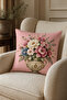 4-Piece Decorative Cushion Cover 43X43 cm and Runner 40X140 cm Tile and Floral Patterned Living Room Set - 4