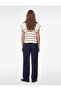 Turn-Down Collar Half-Zip Striped Sleeveless Knitwear Poncho Sweater - 3