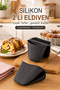 33006 Silicone 2-Piece Oven Gloves Heat Insulated Microwave Oven Cookware Tray Holder Anthracite
