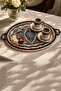 Hand Embroidered Enamel Copper Tray 48X34 cm Large Size Tea Coffee Presentation and Serving Tray - 7