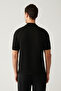 Men's Black Stand Collar Half Zipper Printed Regular Fit T-Shirt A41Y1312 - 4