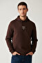 Men's Brown Hooded 3 Thread Raster Printed Sweatshirt A41Y1247