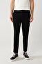 Men's Black Elastic Waist and Lace-Up Bi-Stretch Relaxed Fit Pants A41Y3232 - 2