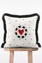 Polka Dot Red Heart Poker Stone Pattern Decorative Fringed Pillowcase