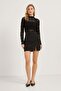 Women's Summer Long Sleeve Lace Black Short Blouse - 2