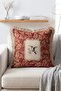 Nostalgic Hummingbird and Floral Patterned Burgundy Damask Floor Fringed Throw Pillow Cover - 3