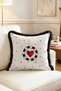 Polka Dot Red Heart Poker Stone Pattern Decorative Fringed Pillowcase - 2