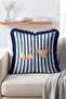 Sailor Striped and Orange String Bikini Illustrated Summer Fringed Throw Pillow Cover - 3