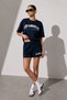 Women's Navy Blue Summer Shorts Set Printed Casual Sports Combination (100% Cotton) - 7