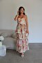 Floral Pattern Strap Layered Premium Chiffon Dress - 5