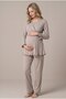 Women's Adjustable Waist Maternity Pajama Set with Hidden Nursing Feature - 4