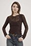 Flock Print Tulle Blouse - 2
