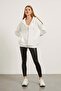 Women's Zippered Hooded White Oversize Sweatshirt - 2