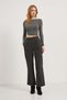 Women's Loose Wide Leg Velcro Closure Anthracite Palazzo Trousers